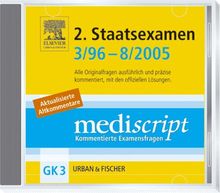 Mediscript, Kommentierte Examensfragen, GK 3, CD-ROMs : 2. Staatsexamen 3/96-8/2005, 1 CD-ROM Alle Originalfragen ausführlich und präzise kommentiert, mit den offiziellen Lösungen. Für Windows NT/2000/XP. Aktualisierte Altkommentare