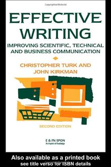 Effective Writing: Improving Scientific, Technical and Business Communication