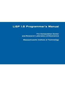 LISP 1.5 Programmer's Manual (MIT Press)