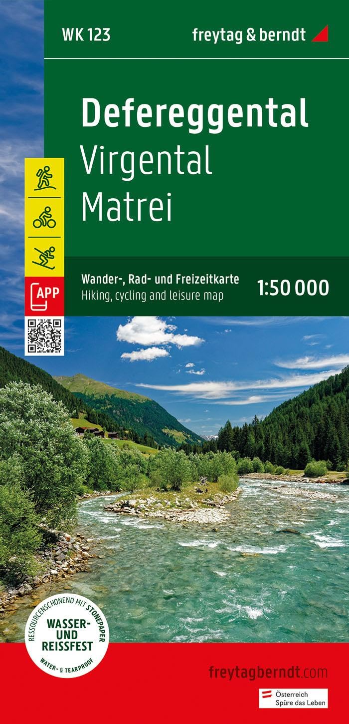Defereggental, Wander-, Rad- und Freizeitkarte 1:50.000, freytag & berndt, WK 123: Virgental - Matrei, mit APP, wasserfest und reißfest (freytag & berndt Wander-Rad-Freizeitkarten, Band 123)