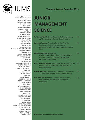 Junior Management Science, Volume 4, Issue 4, December 2019