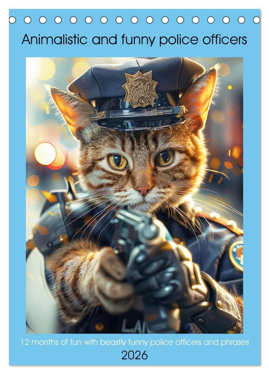 Animalistic and funny police officers (Desk Calendar 2026 DIN A5 portrait), CALVENDO 12 Month DeskCalendar: 12 months of fun with beastly funny police officers and phrases