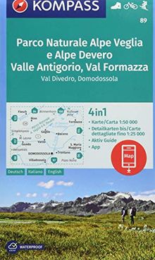 Parco Naturale Alpe Veglia e Alpe Devero, Valle Antigorio, Val Formazza, Val Divedro, Domodossola: 4in1 Wanderkarte 1:50000 mit Aktiv Guide und ... Skitouren. (KOMPASS-Wanderkarten, Band 89)