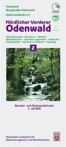 Topographische Freizeitkarten Hessen 1:20000. Naturpark Bergstrasse-Odenwald. Sonderblattschnitte auf der Grundlage der Topographischen Karte 1:25000 ... : 20.000), Bl.2, Nördlicher Vorderer Odenwald