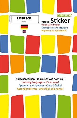mindmemo Vokabel Sticker - Grundwortschatz Deutsch DaF / Englisch - 280 Vokabel Aufkleber für Kinder Erwachsene Deutsch lernen leicht gemacht Lernhilfe Lernsticker Sprachsticker Learning German