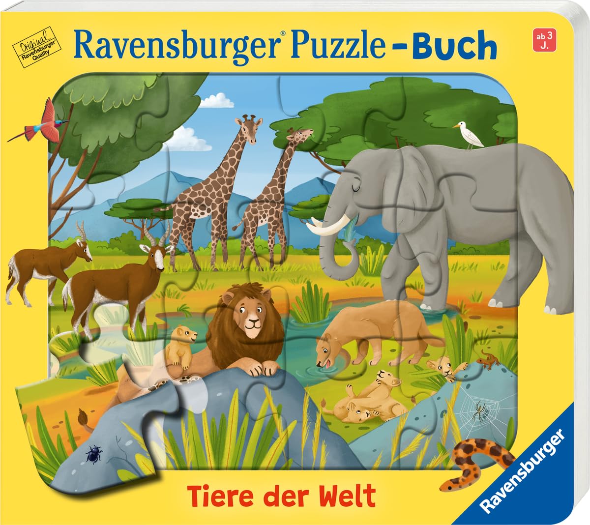 Korda, Steffi: Ravensburger Puzzle-Buch: Tiere der Welt - Kinderbuch ab 3 Jahren, Puzzle mit 12 Teilen, Spielbuch, Wimmelbuch, Pappbilderbuch
