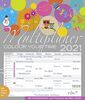 Multiplaner - Colour your time 2021: Familienplaner, 7 breite Spalten. Großer Familienkalender mit Ferienterminen, extra Spalte, Vorschau für 2022 und Datumsschieber. Format: 40x47 cm