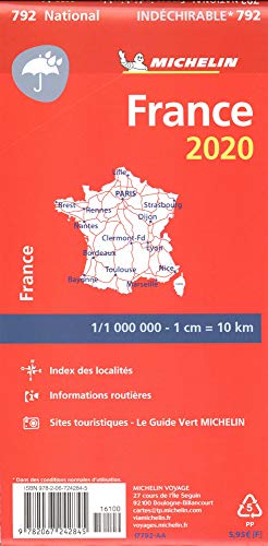 Michelin Frankreich 2020 (widerstandsfähig): Straßen- und Tourismuskarte 1:1.000.000 (MICHELIN Nationalkarten)