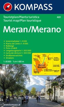 Meran/Merano: Stadtplan mit Umgebungskarte und Strassenverzeichins. Dt. /Ital. 1:8000 (KOMPASS-Stadtpläne)