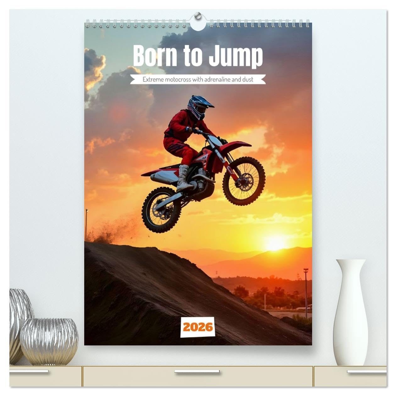 Born to Jump - Extreme motocross with adrenaline and dust (High Quality Premium Wall Calendar 2026 DIN A2 portrait),CALVENDO 12 Month Wall Calendar: Jumps, dust and AI power