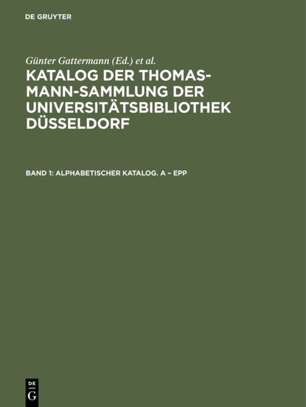 Alphabetischer Katalog. A – Epp
