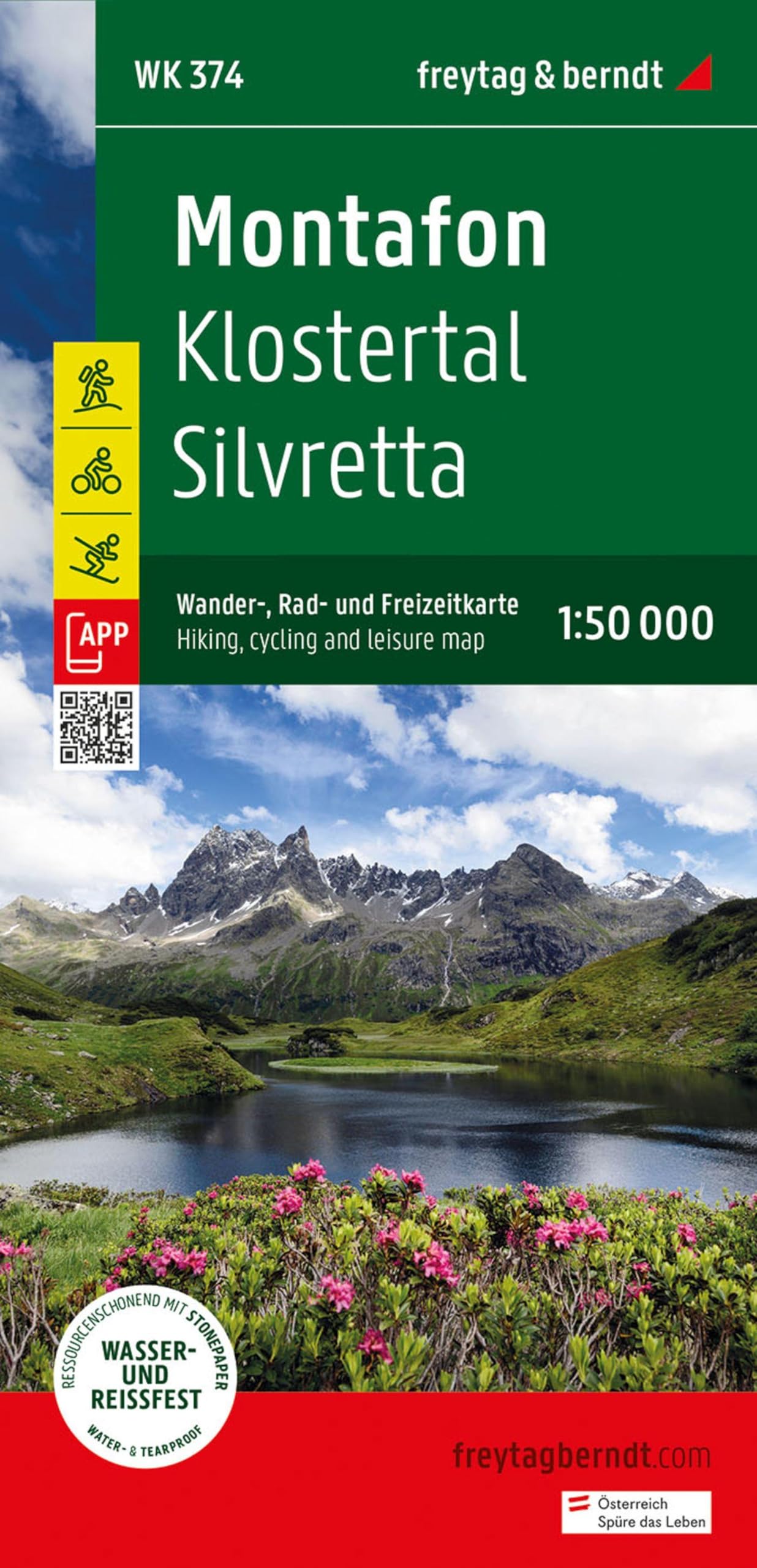 Montafon, Wander-, Rad- und Freizeitkarte 1:50.000, freytag & berndt, WK 374: Klostertal - Silvretta, mit APP, wasserfest und reißfest (freytag & berndt Wander-Rad-Freizeitkarten, Band 374)