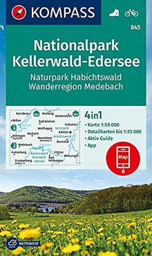 KOMPASS Wanderkarte Nationalpark Kellerwald-Edersee, Naturpark Habichtswald, Wanderregion Medebach: 4in1 Wanderkarte 1:50000 mit Aktiv Guide und ... Verwendung in der KOMPASS-App. Fahrradfahren.