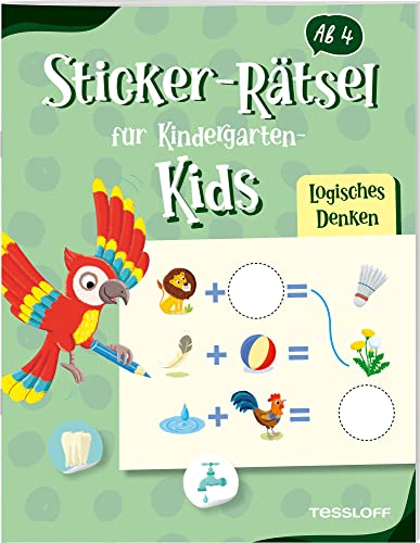 Sticker-Rätsel für Kindergarten-Kids. Logisches Denken: Rätseln und Stickern für Kinder ab 4 Jahren