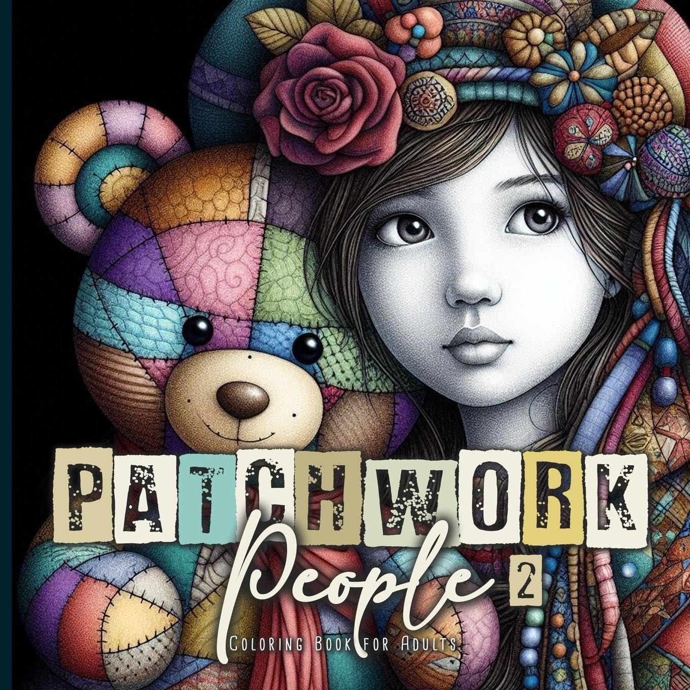 Monsoon Publishing Patchwork People Coloring Book For Adults 2, Patchwork Dolls Coloring Book For Adults Patchwork Grayscale Coloring Book (Patchwork Coloring Books,