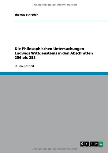 Die Philosophischen Untersuchungen Ludwigs Wittgensteins in den Abschnitten 256 bis 258