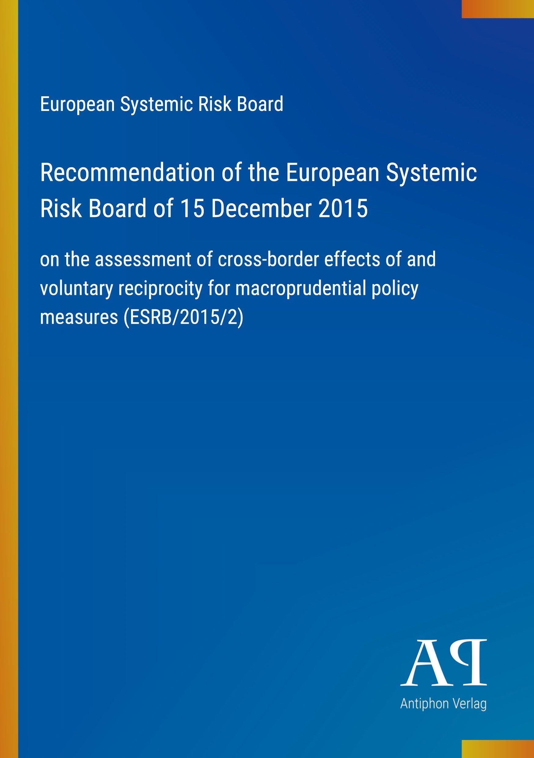 Recommendation of the European Systemic Risk Board of 15 December 2015