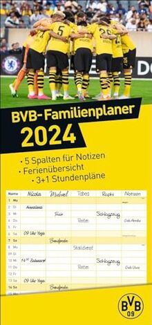 Borussia Dortmund Familienplaner 2024. Der Kalender für Fußball-Familien: Terminplaner mit 5 Spalten und den Stars des BVB. Ein Familien-Kalender mit viel Platz für Notizen.