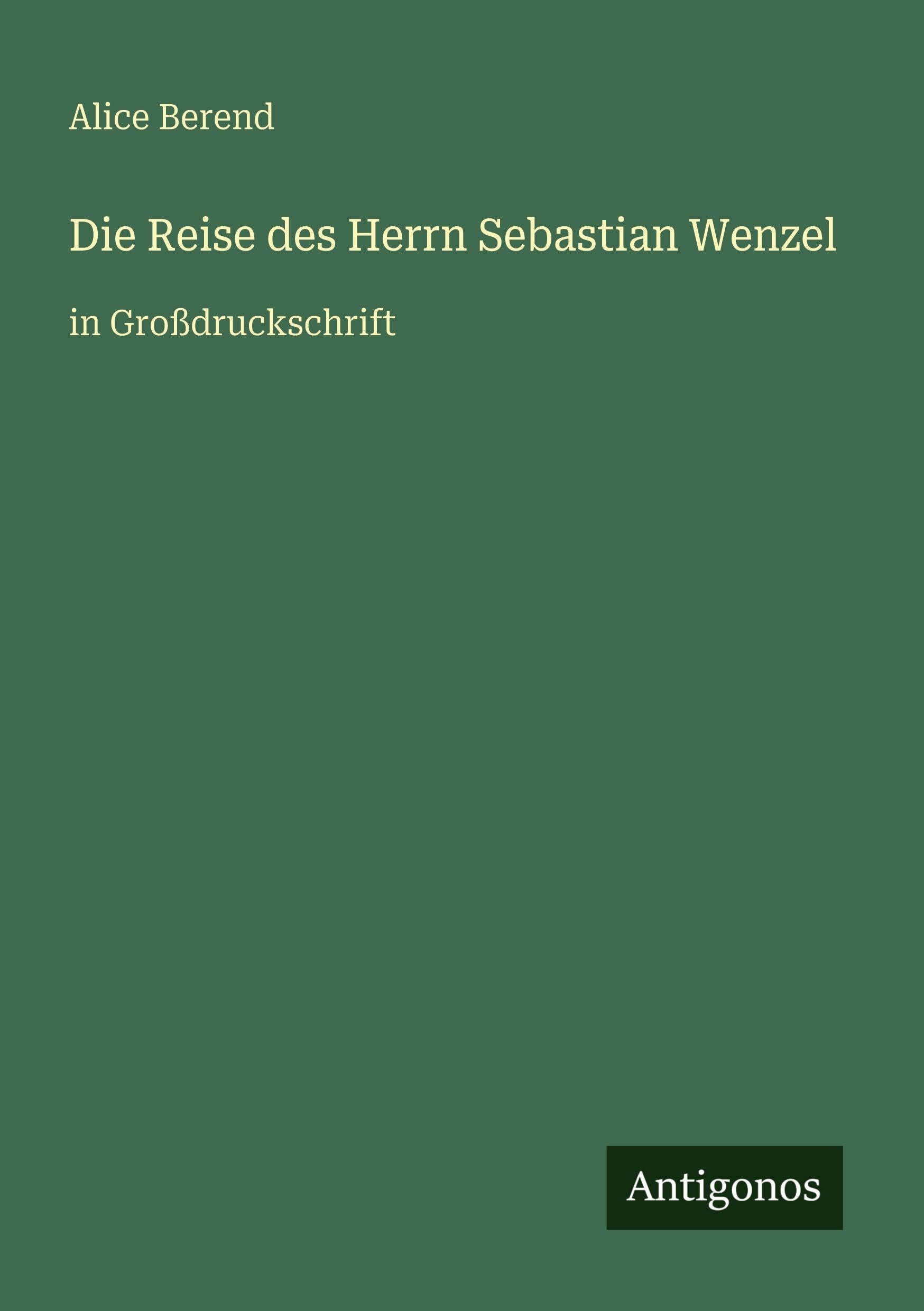 Die Reise des Herrn Sebastian Wenzel: in Großdruckschrift
