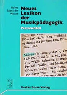 Neues Lexikon der Musikpädagogik. Sachteil /Personenteil: Neues Lexikon der Musikpädagogik, Personenteil