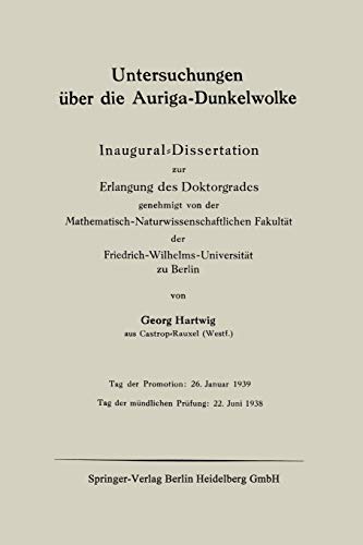 Untersuchungen über die Auriga-Dunkelwolke: Inaugural-Dissertation zur Erlangung des Doktorgrades genehmigt von der ... der Friedrich-Wilhelms-Universität zu Berlin