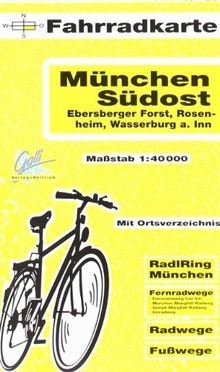 Fahrradkarte München Südost, Ebersberger Forst, Rosenheim, Haag i.Obb., Wasserburg a. Inn. 1:40000