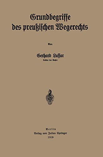 Grundbegriffe des preußischen Wegerechts