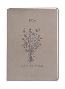 Terminplaner Lederlook 2024 Taupe: Terminplaner Lederlook A6