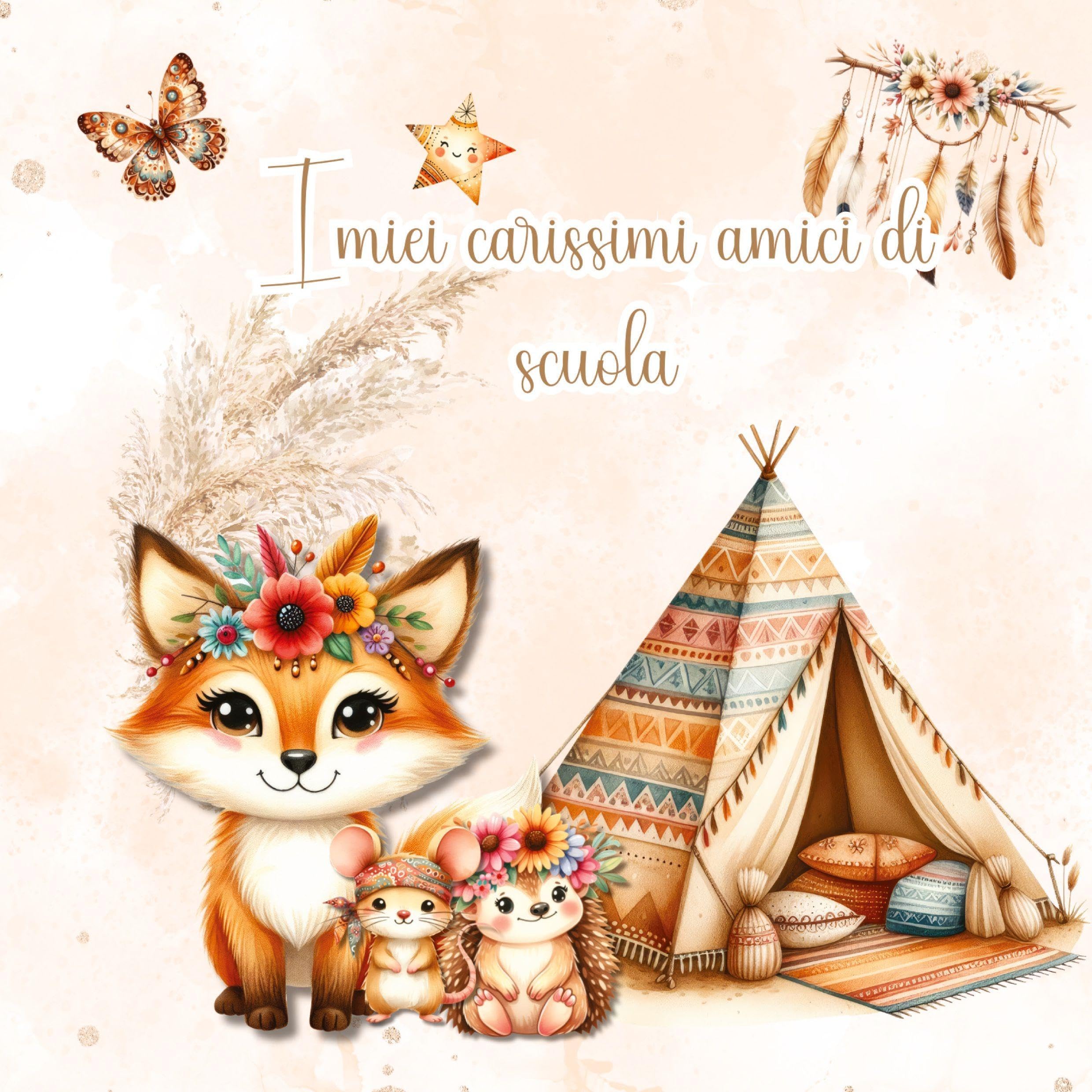 I miei amici preferiti della scuola: - animali del bosco boho - Un libro-ricordo interattivo per anni scolastici indimenticabili