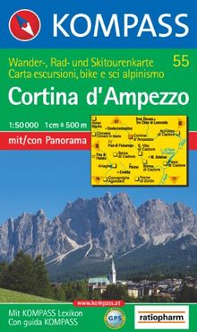 Cortina d' Ampezzo: Wander-, Rad- und Skitourenkarte mit Panorama. Carta escursioni, bike e sci alpinismo. GPS-genau. 1:50.000