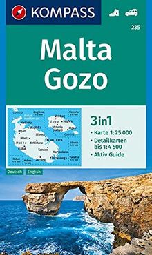Malta, Gozo: 3in1 Wanderkarte 1:25000 mit Aktiv Guide und Detailkarten. Autokarte. (KOMPASS-Wanderkarten, Band 235)
