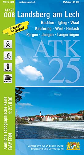 ATK25-O08 Landsberg am Lech (Amtliche Topographische Karte 1:25000): Buchloe, Igling, Waal, Kaufering, Weil, Hurlach, Pürgen, Jengen, Langerringen (ATK25 Amtliche Topographische Karte 1:25000 Bayern)