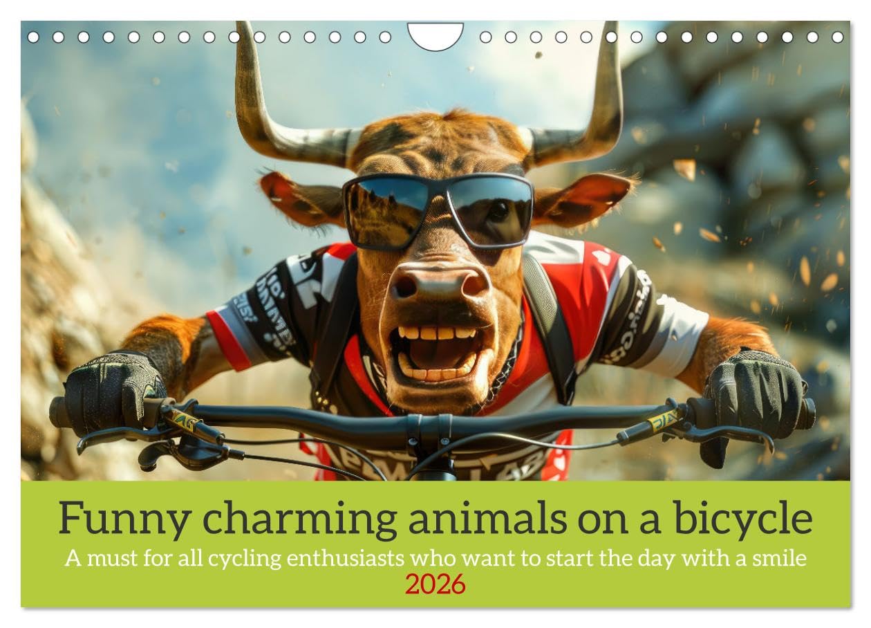 Funny charming animals on a bicycle (Wall Calendar 2026 DIN A4 landscape), CALVENDO 12 Month Wall Calendar: A must for all cycling enthusiasts who want to start the day with a smile