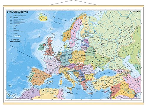 Stiefel Wandkarte Miniformat Staaten Europas mit Holzstäben Karte (im Sinne von Landkarte)