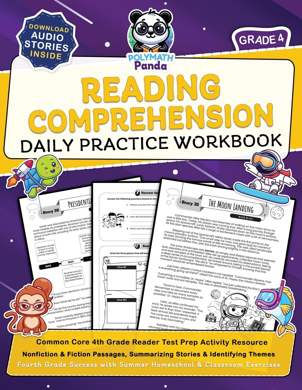 Reading Comprehension Grade 4 Daily Practice Workbook: Common Core 4th Grade Reader Test Prep Activity Resource | Nonfiction & Fiction Passages, ... with Summer Homeschool & Classroom Exercises