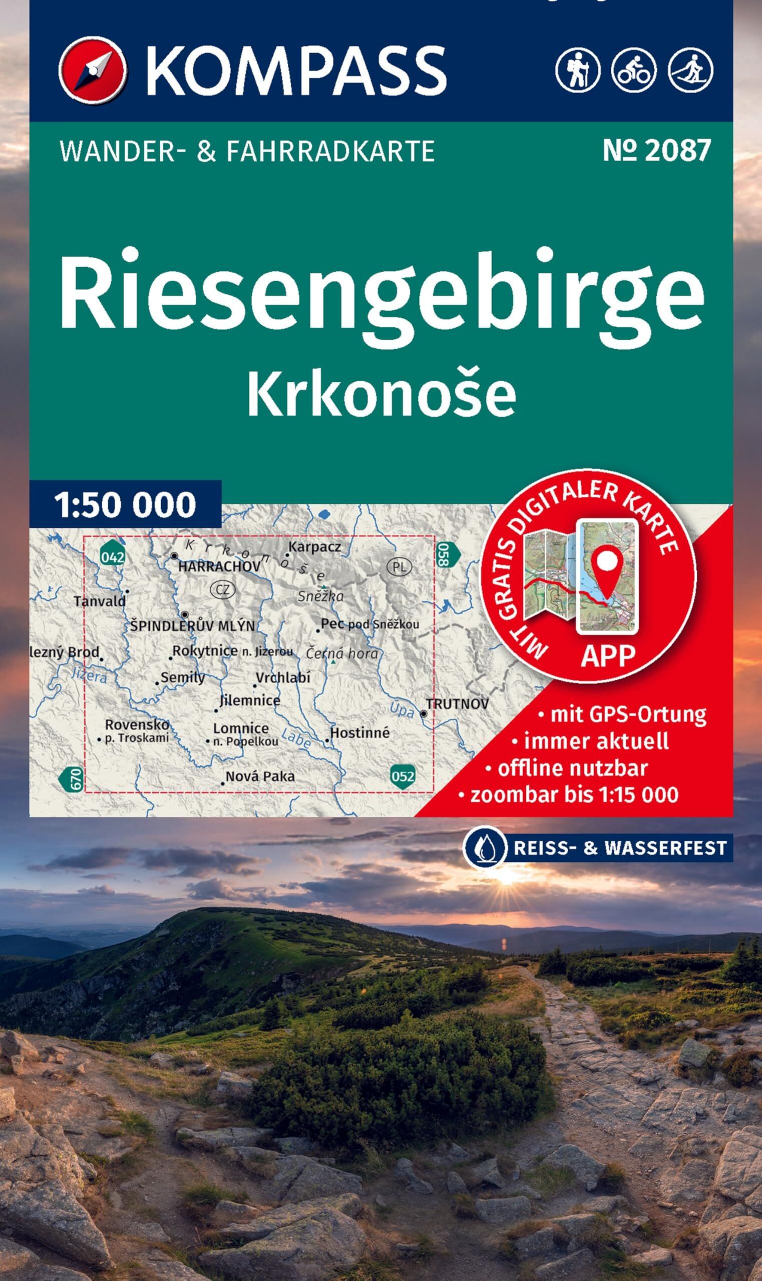 KOMPASS Wanderkarte 2087 Riesengebirge, Krkonose 1:50.000 - Neuware