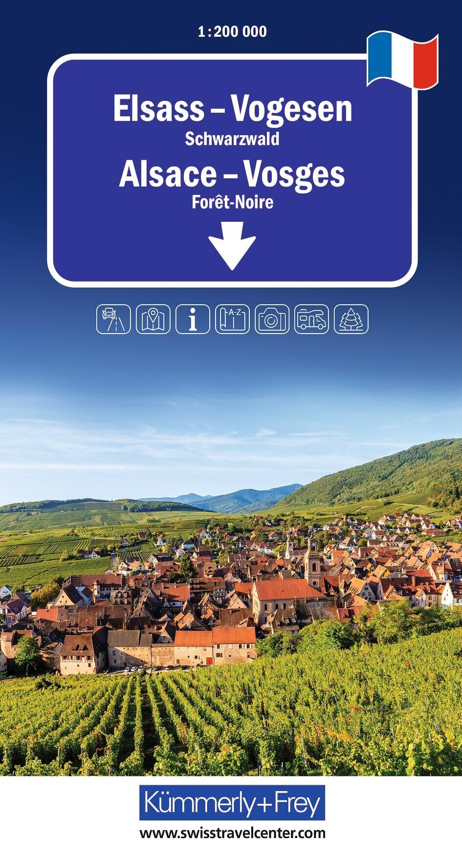 Kümmerly+Frey Regional-Strassenkarte Elsass, Vogesen 1:200.000 - Neuware