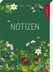myNOTES Papeterie: Notizblock Naturschätze: Wald & Wildblumen | Block A6, Blanko Seiten, blumige Illustrationen, 96 Blatt für To-dos, Notizen