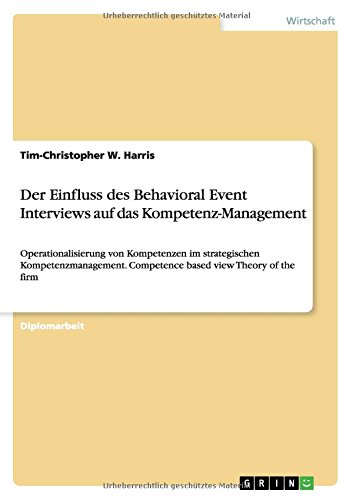 Der Einfluss des Behavioral Event Interviews auf das Kompetenz-Management: Operationalisierung von Kompetenzen im strategischen Kompetenzmanagement. Competence based view Theory of the firm