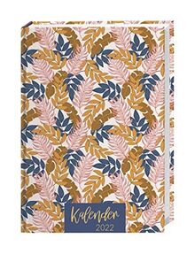 Tropical Leaves Kalenderbuch A5 2022 - stylischer Terminkalender - Taschenkalender - Wochenplaner - Organzier mit 152 Seiten, Lesebändchen - 15,2 x 21,5 cm