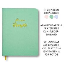 Meine Rezepte mintgrün: Großes Rezeptbuch zum Selberschreiben in grün im Leder-Look mit Register und Platz für Fotos, liniert