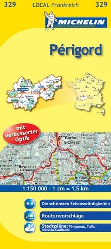 Perigord: Michelin Lokalkarte: Radwege und autofreie Wege, Routenvorschläge, Stadtpläne: Périgueux, Tulle, Brive-la-Gaillarde (Localkarten)