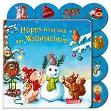 Hopps freut sich auf Weihnachten: Buntes Registerbuch ab 18 Monaten | Pappbilderbuch mit Hasenkind und Reimen für die erste Weihnachtszeit