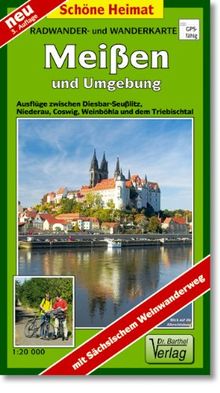 Radwander- und Wanderkarte Meißen und Umgebung: Radeln und Wandern zwischen Diesbar-Seußlitz, dem Triebischtal, Coswig, Weinböhla und Niederau. 1:20000