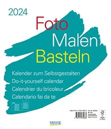 Foto-Malen-Basteln Bastelkalender weiß groß 2024: Fotokalender zum Selbstgestalten. Do-it-yourself Kalender mit festem Fotokarton. Format: 30 x 35 cm