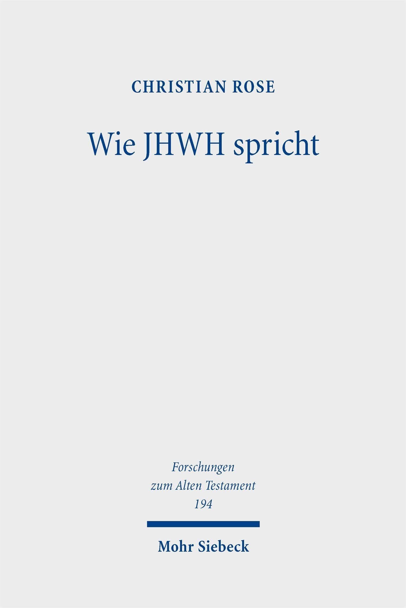 Wie JHWH spricht - Neuware