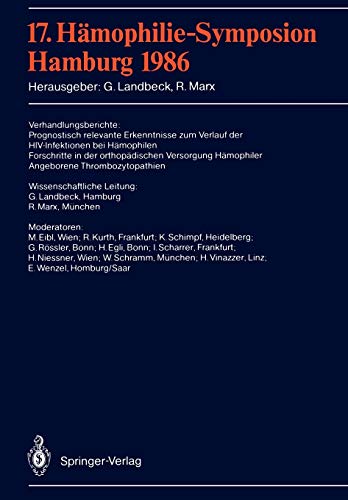 17. Hämophilie-Symposion: Hamburg 1986