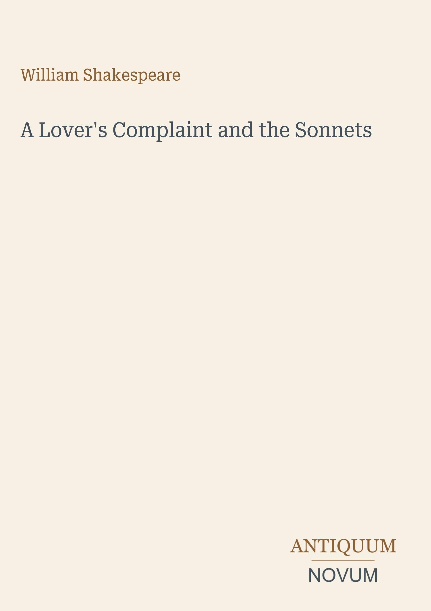 A Lover's Complaint and the Sonnets