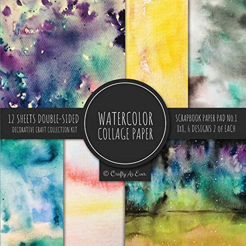 Crafty As Ever Watercolor Collage Paper For Scrapbooking, Abstract Paintings Colored Decorative Paper For Crafting