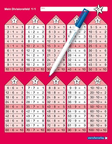 Mein Divisionsfeld mit Stift: Im großen Format, trocken abwischbar ohne zu schmieren und ohne Farbrückstände für die 2. Klasse